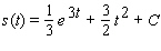 <strong>The velocity of a particle moving in a straight line is given by   . Find an expression for the position   after a time   .</strong> A)   B)   C)   D)   E)   <div style=padding-top: 35px> 