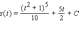 <strong>The velocity of a particle moving in a straight line is given by   Find an expression for the position   after time   .</strong> A)   B)   C)   D)   E)   <div style=padding-top: 35px> 