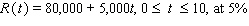 <strong>Find the total value of the given income stream and also find its present value (at the beginning of the given interval)using the given interest rate. </strong> A)TV = $130,000, PV = $449,142.92 B)TV = $550,000, PV = $7,886,675.30 C)TV = $1,050,000, PV = $809,958.97 D)TV = $1,055,000, PV = $809,958.97 E)TV = $400,125,000, PV = $997,897.20