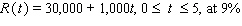 Find the total value of the given income stream and also find its future value (at the end of the given interval)using the given interest rate. Please enter your answer in the form TV = , FV = . Round FV to the nearest cent. TV = $__________ FV = $__________