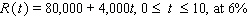 Find the total value of the given income stream and also find its present value (at the beginning of the given interval)using the given interest rate. Please enter your answer in the form TV = , PV = . Give the answer to the nearest cent if necessary. TV = $__________ PV = $__________