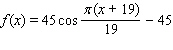 <strong>Model the curve with a cosine function. Note that the period of the curve is , its range is the graph of the cosine function is shifted upward 45 units and shifted to the right 19 units.</strong> A) B) C) D) E)