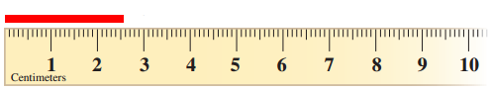<strong>Measure the lines using the ruler. </strong> A) 26 mm B) 2 cm C) 20 mm D) 3 cm