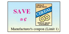 A shopper presents a coupon at a store. This store doubles the face value of the coupon ( a = 36). Find the discount rate for the box of cereal that normally sells for $9.00.   __________ %<div style=padding-top: 35px> 