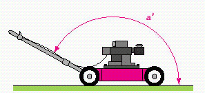 In the figure below, a = 105. What is the angle of the handle of the lawn mower in relation to the ground? __________