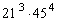 Factor into the product of prime factors by first factoring 21 and 45 completely.