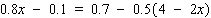 Solve the equation.   x = __________