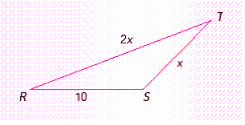 The following triangle has sides of length , , and as shown. Choose the compound inequality which must be true based on the sides of the triangle.