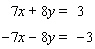 <strong>Solve the system of linear equations by elimination. </strong> A) B) The lines are parallel. C) The lines coincide. D) E)