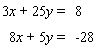 <strong>Solve the system of linear equations by the elimination method. </strong> A) The lines are parallel. B) C) D) E) The lines coincide.