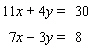 <strong>Solve the system of linear equations by the elimination method. </strong> A) B) The lines are parallel. C) D) The lines coincide. E)
