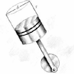 <strong>The displacement, in cubic inches, of a car engine is given by the formula: where is the stroke and is the bore, as shown here, and is the number of cylinders. Calculate the bore for the car with six cylinders, inches of stroke, and cubic inches of displacement. Use to approximate </strong> A) B) C) D) E)