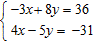 <strong>Tell whether the ordered pair (- 5, 3) is a solution of the given system. </strong> A) no B) yes