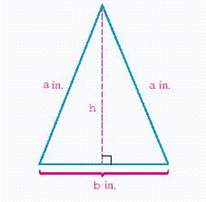<strong>Find the area of the isosceles triangle shown in the illustration, where a = 11 and b = 10. </strong> A) B) C) D) E) none of the above