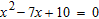 <strong>Use the quadratic formula to find all real solutions of the equation. </strong> A) x = 10, x = 4 B) x = 5, x = -2 C) x = 5, x = 4 D) x = -5, x = 2 E) x = 5, x = 2