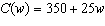 is a function that represents the cost in dollars to make w wheels. Find w such that .