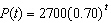 <strong>The initial size of a population is 2700 and it has an instantaneous decay rate of 30% per year. Which one of the following exponential functions model this population where is measured in years?</strong> A) B) C) D) E)