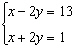 Solve the system using the elimination method.  
