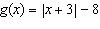 <strong>Which one of the following functions translates the graph of to a new graph g with a vertical shift down 3 units and a horizontal shift left 8 units.</strong> A) B) C) D) E)