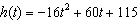 A ball is thrown straight upward from a bridge and then falls all the way to the ground (past the bridge). The ball s height h (in feet) above the ground t seconds after the ball is thrown is given by . What is the average rate of change of the height of the ball between seconds and seconds?