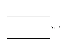 Write an expression that represents the length of the missing side of this rectangle. Its area is .