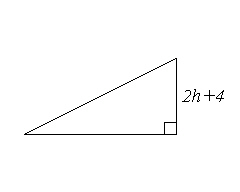 Write an expression that represents the length of the missing base of this triangle. Its area is .