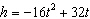You threw a ball from the ground at a speed of 32 feet per second. The height h of a ball in feet t seconds after it was thrown can be estimated by the equation . Find the times when the ball will be 12 feet high.