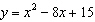Graph the equation using symmetry. Label the vertex and the x- and y-intercepts.
