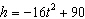 A rock is dropped from a building that is 90 feet high. The rock s height h in feet after t seconds is given by the equation . At what time is the rock at a height of 15 feet? Round the answer to two decimal places.