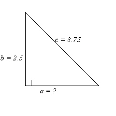 Use the Pythagorean Theorem to solve for the unknown side of the right triangle. Round to two decimal places.