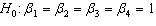 <strong>In testing the validity of a multiple regression model in which there are four independent variables, the null hypothesis is:</strong> A) . B) . C) . D) .