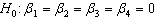 <strong>In testing the validity of a multiple regression model in which there are four independent variables, the null hypothesis is:</strong> A) . B) . C) . D) .