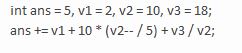 What is stored in ans as a result of the arithmetic expression, given the following declarations?  