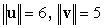 Determine if , and , where is the angle between u and v. Round answer to two decimal places.
