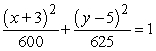 <strong>Find the standard form of the equation of the ellipse with the given characteristics.center: (3, -5) foci: (-2, -5), (8, -5)</strong> A) B) C) D) E)