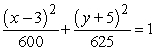 <strong>Find the standard form of the equation of the ellipse with the given characteristics.center: (3, -5) foci: (-2, -5), (8, -5)</strong> A) B) C) D) E)