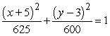 <strong>Find the standard form of the equation of the ellipse with the given characteristics.center: (3, -5) foci: (-2, -5), (8, -5)</strong> A) B) C) D) E)