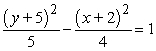<strong>Find the standard form of the equation of the hyperbola with the given characteristics.vertices: (5, 0), (5, 4) foci: (5, -1), (5, 5)</strong> A) B) C) D) E)