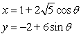 <strong>Which set of parametric equations represents the following line or conic?Use and .Ellipse: vertices ,foci </strong> A) B) C) D) E)