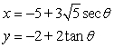 <strong>Which set of parametric equations represents the following line or conic?Use and .Hyperbola: vertices ,foci </strong> A) B) C) D) E)