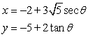 <strong>Which set of parametric equations represents the following line or conic?Use and .Hyperbola: vertices ,foci </strong> A) B) C) D) E)