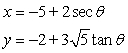 <strong>Which set of parametric equations represents the following line or conic?Use and .Hyperbola: vertices ,foci </strong> A) B) C) D) E)
