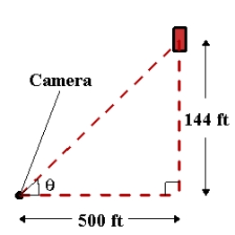 <strong>In a free-fall experiment, an object is dropped from a height of 144 feet. A camera on the ground 500 feet from the point of impact records the fall of the object as shown in the figure. Assuming the object is released at time t = 0. At what time will the object reach the ground level? </strong> A)2 seconds B)4 seconds C)5 seconds D)6 seconds E)3 seconds