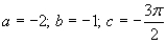 <strong>Find a, b, and c for the function such that the graph of matches the graph below. </strong> A) B) C) D) E)