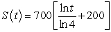 <strong>The rate of change in sales S is inversely proportional to time measured in weeks. Find S as a function of t if sales after 3 and 9 weeks are 250 units and 450 units respectively.</strong> A) B) C) D) E)