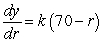 <strong>Write and solve the differential equation that models the following verbal statement:The rate of change of y with respect to r is proportional to .</strong> A) , B) , C) , D) , E) ,