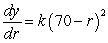 <strong>Write and solve the differential equation that models the following verbal statement:The rate of change of y with respect to r is proportional to .</strong> A) , B) , C) , D) , E) ,