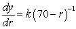 <strong>Write and solve the differential equation that models the following verbal statement:The rate of change of y with respect to r is proportional to .</strong> A) , B) , C) , D) , E) ,