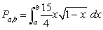 <strong>Suppose that the probability that a person will remember between 100a% and 100b% of material learned in an experiment is where x represents the proportion remembered. Determine from the figure below, the probability that a randomly chosen individual will recall between 30% and 75% of the material? Express your answer as a percent rounded to three decimal places. </strong> A)12.100% B)154.300% C)58.400% D)3.300% E)12.300%
