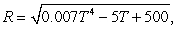 The resistance R of a certain type of resistor is where R is measured in ohms and the temperature T is measured in degrees Celsius. Use a computer algebra system to determine the minimum resistance for this type of resistor. Round your answer to two decimal places.
